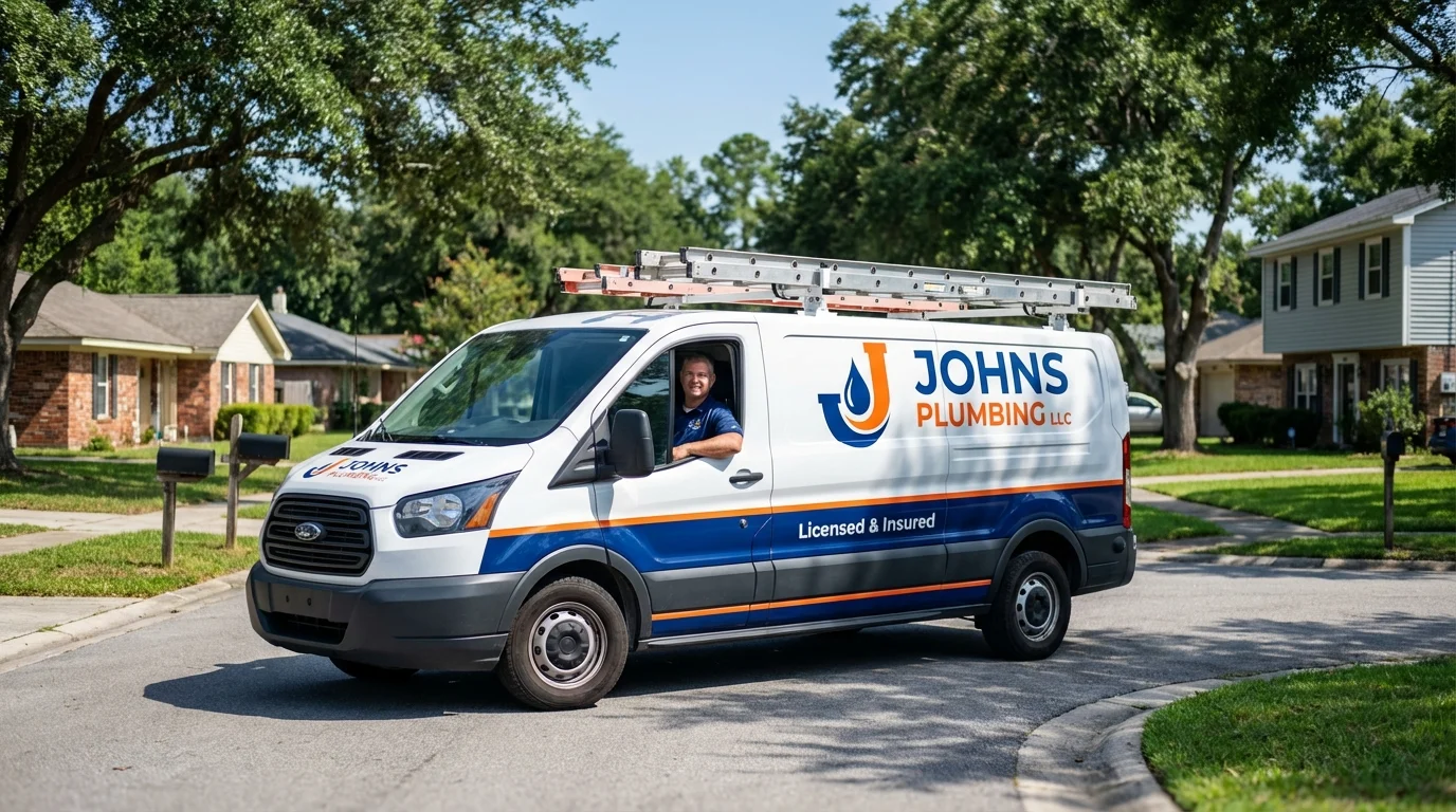 Johns Plumbing LLC service van in Swedesboro, NJ