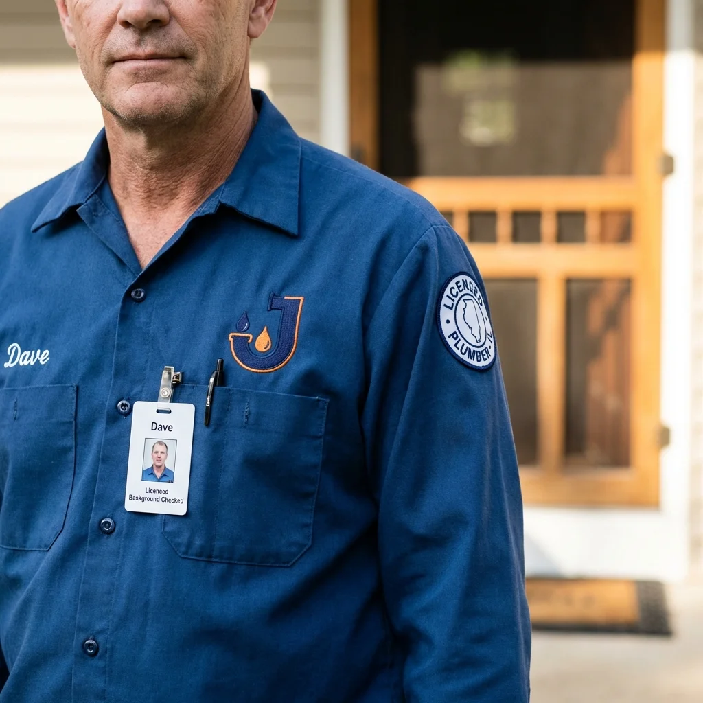 Licensed plumber showing ID badge in Swedesboro, NJ