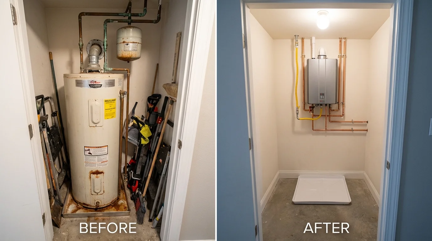 Tank water heater versus wall-mounted tankless unit comparison for Swedesboro, NJ homeowners