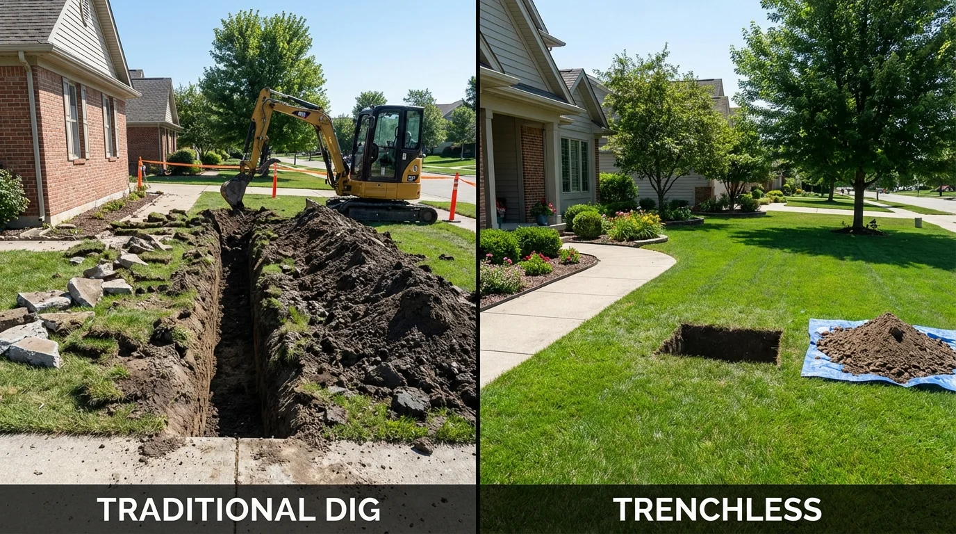 Trenchless sewer repair with minimal yard damage versus traditional excavation in Swedesboro, NJ
